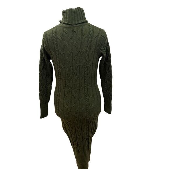 Hunter green cable sweater midi dress - Picture 4 of 6